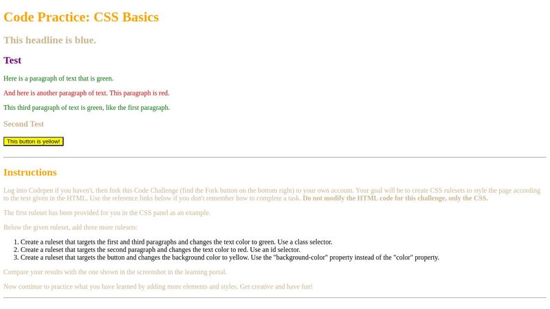 Code Practice: CSS Basics