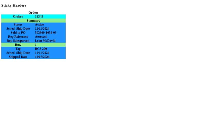 Sticky Headers
