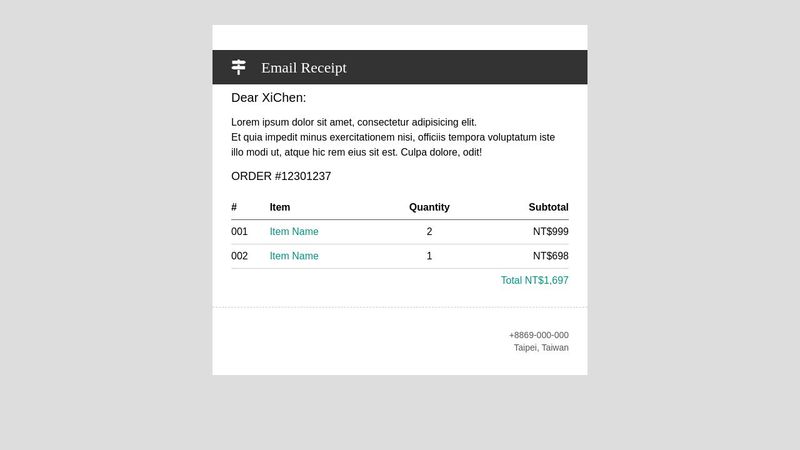 Daily UI #017 Email Receipt