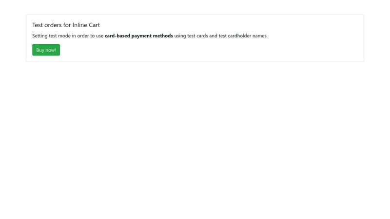 Test orders for Inline Cart