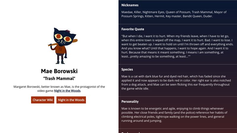 Mae Borowski, Night in the Woods Wiki