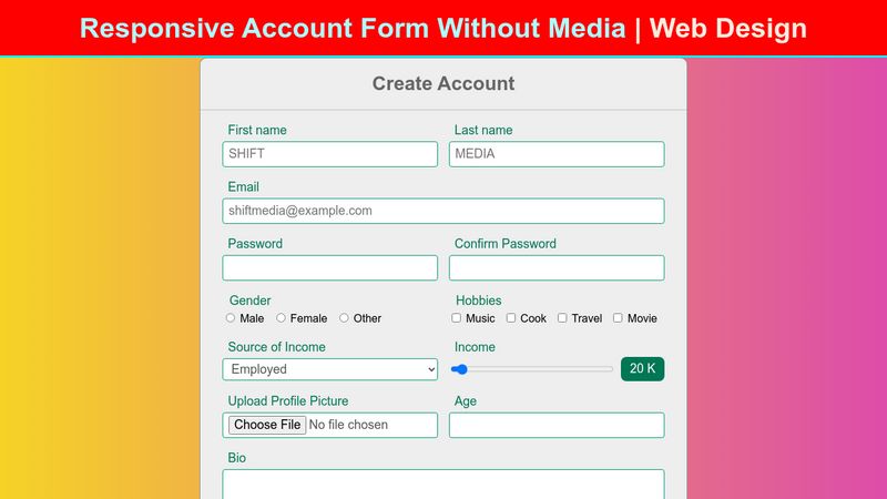 Account Form Without Media