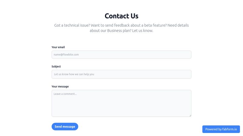 Tailwind Contact Form Example