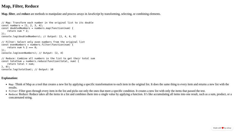 Concept: Map, Filter, Reduce