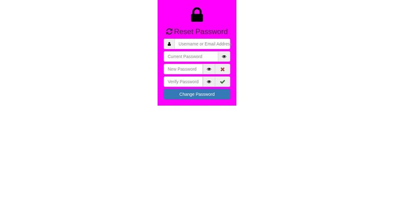 Reset Password Form - Bootstrap
