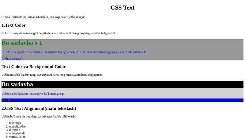 CSS Text