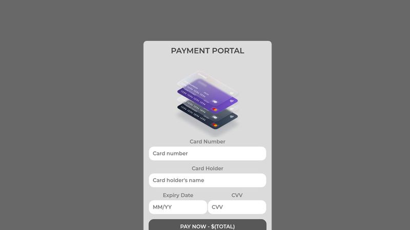 Payment Card Form Refined - Pure CSS, HTML, JS