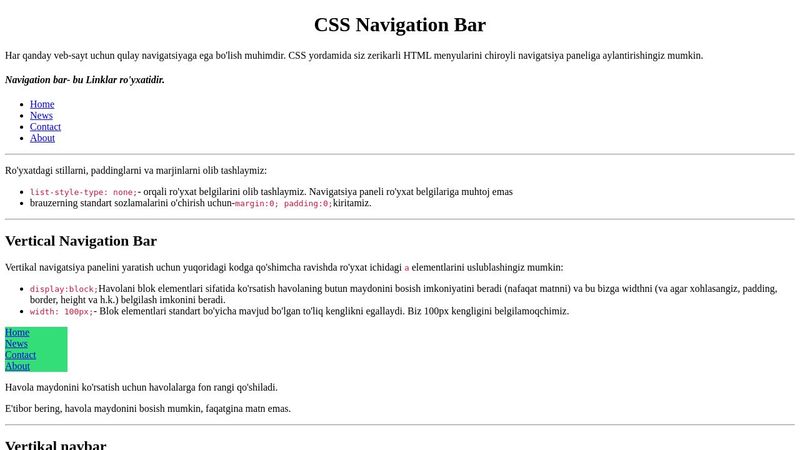 CSS Navigation Bar