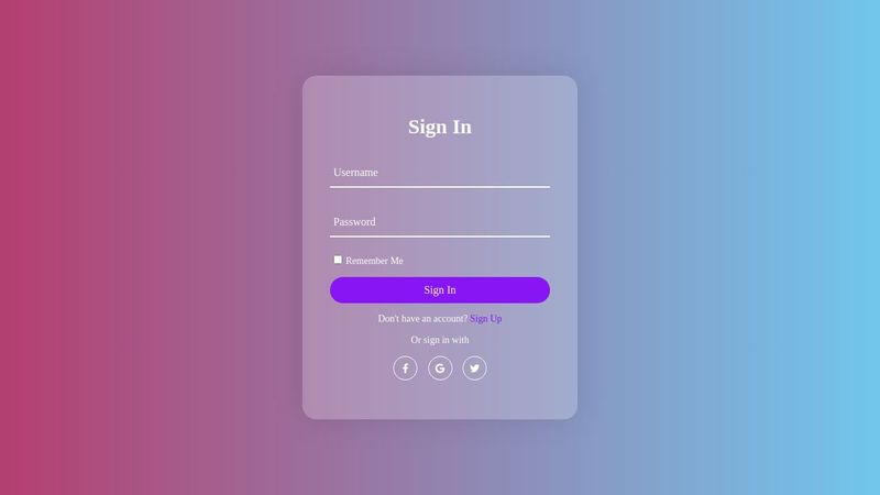 Sign In & Sign Up Form(Html ,Css ,& Js)