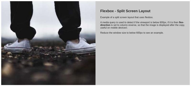 Flexbox - split screen layout