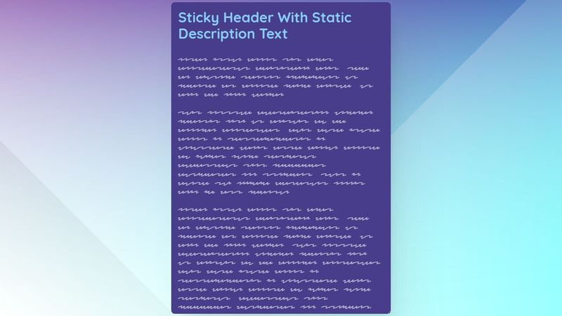 Sticky header with static description text