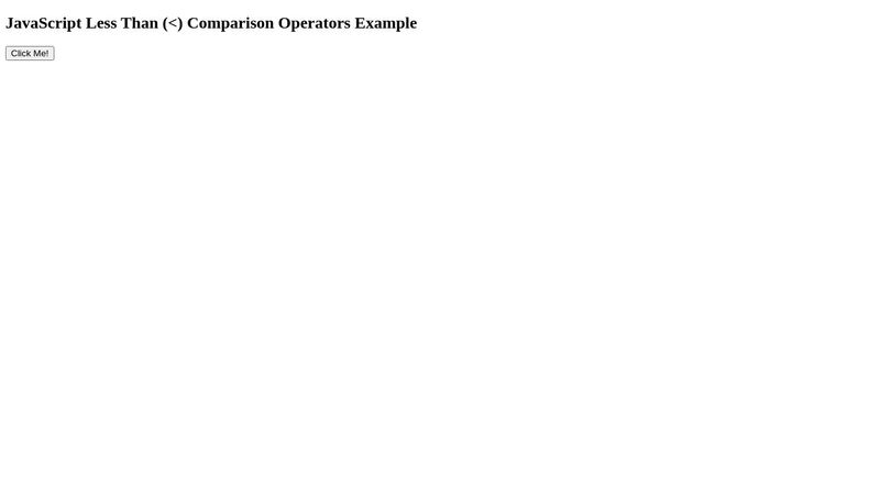 JavaScript Comparison Operators Example