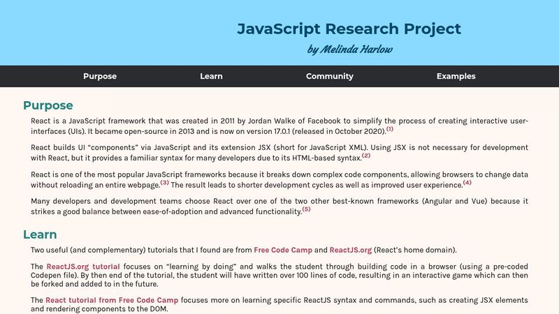 JavaScript Research Project