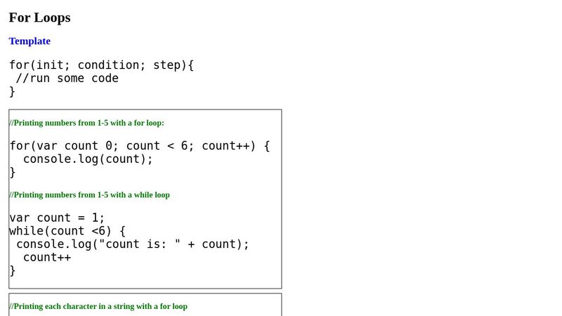 JavaScript - For Loops vs. While Loops - NOTES