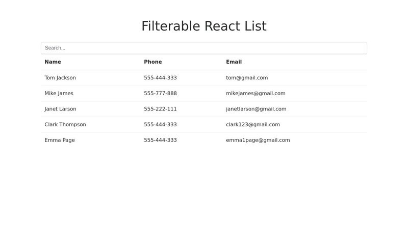 React List Example React List Example