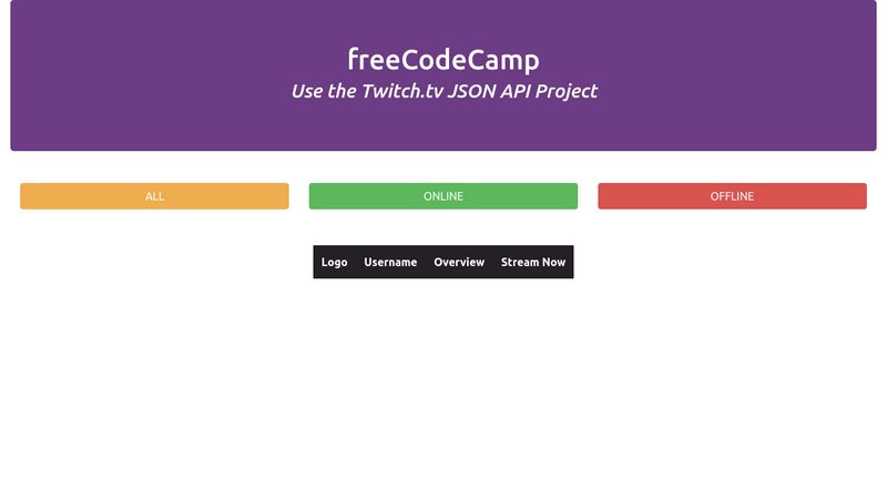 CodePen - FCC - Use The Twitch.tv JSON API - Zhan Hui