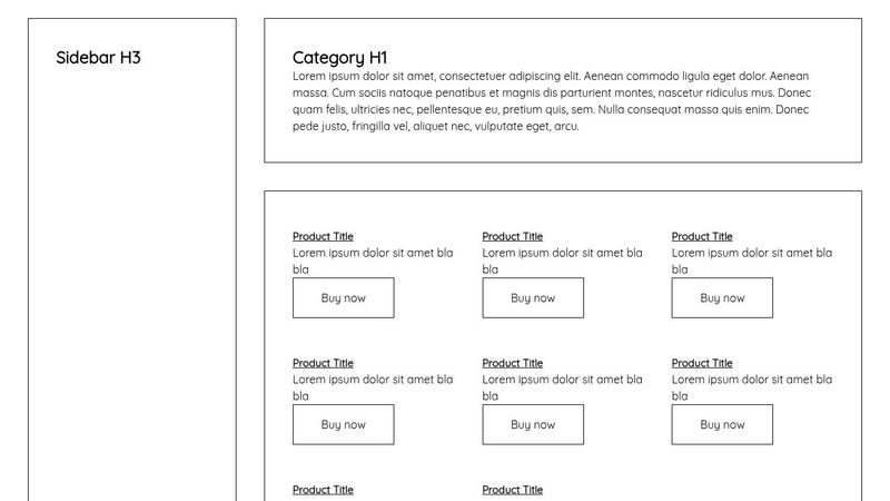 Onlineshop category layout with CSS grid