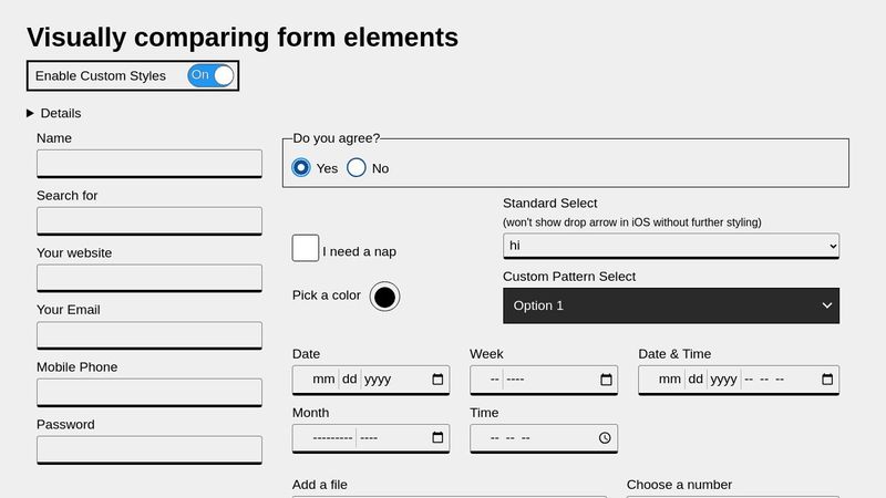 form control styling comparisons