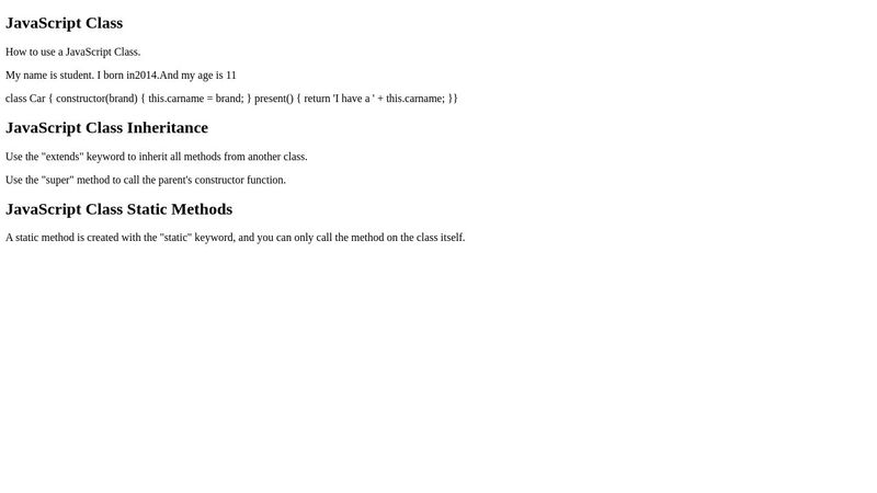 Classes in JavaScript