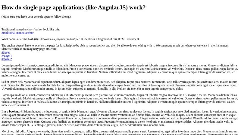 How do single page applications (like AngularJS) work?