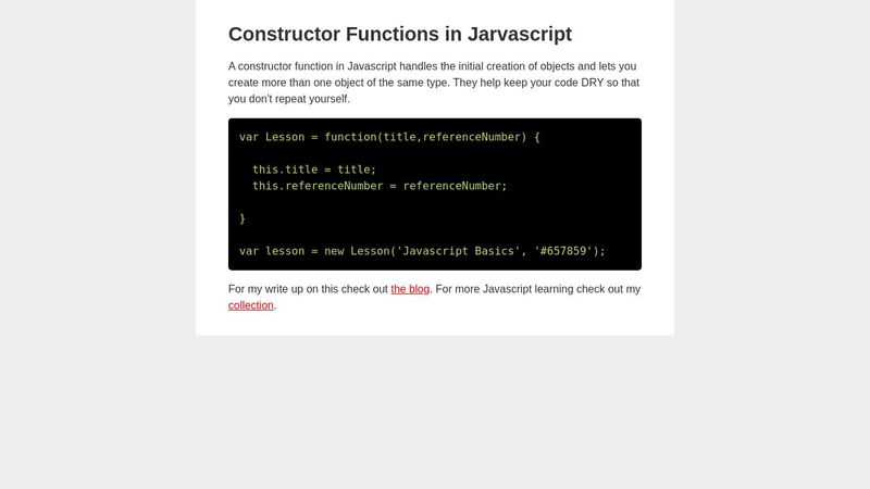 Constructor Functions in Javascript
