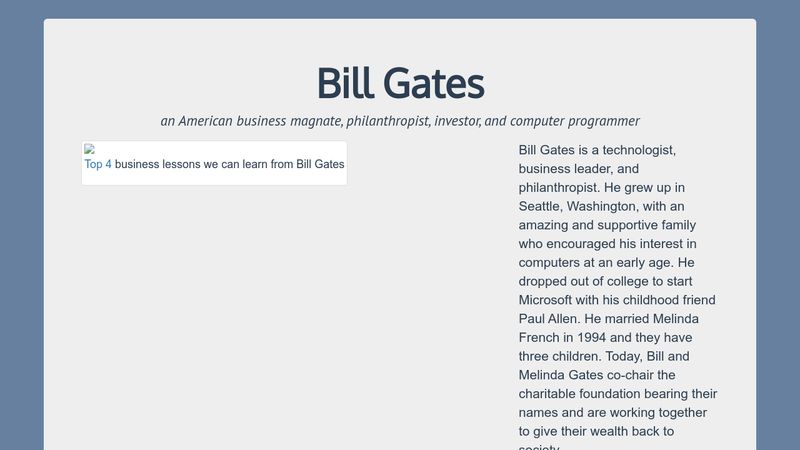 Bill Gates tribute page