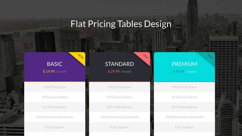flat pricing table