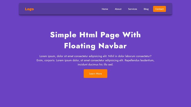 simple html page with floating navbar