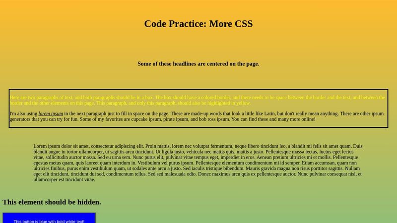 Code Practice: More CSS