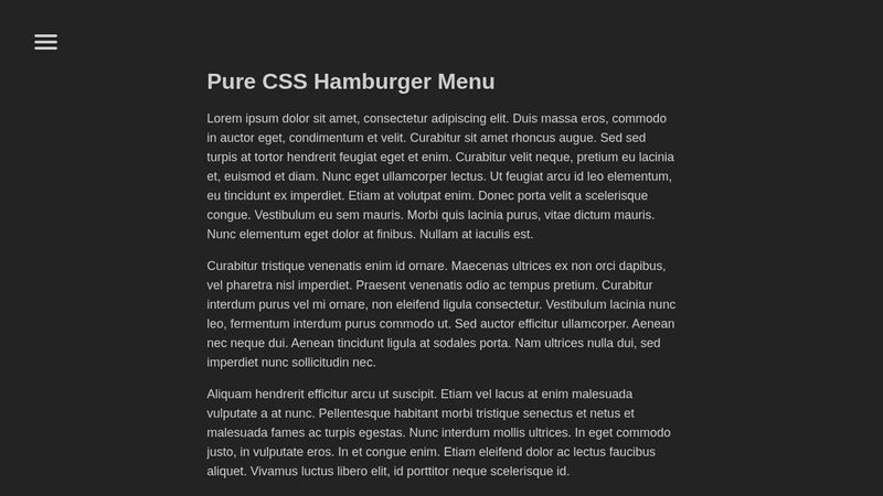 Pure CSS Hamburger fold-out menu