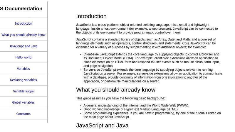 JavaScript Documentation