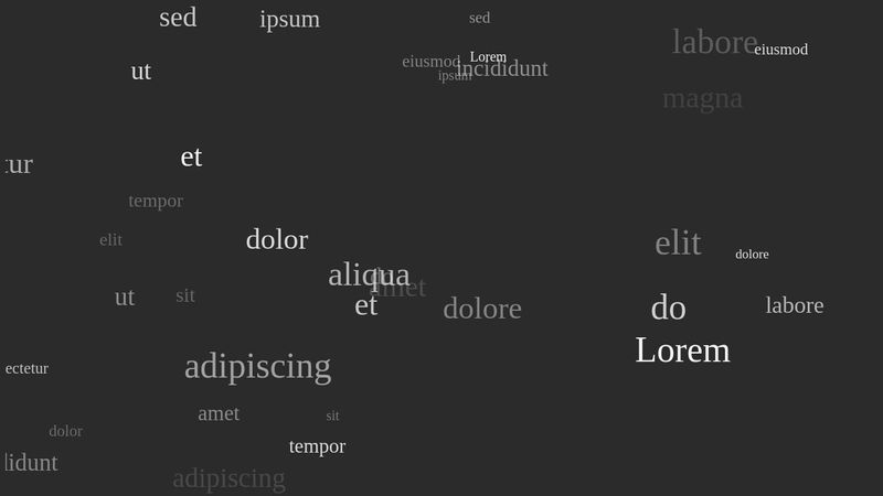 Floating Words - clickable canvas elements