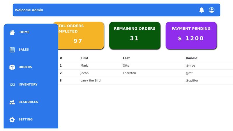 Simple Admin Dashboard