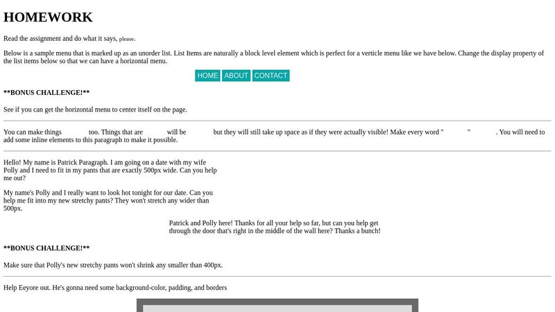 CSS Layouts (part1) HOMEWORK!!