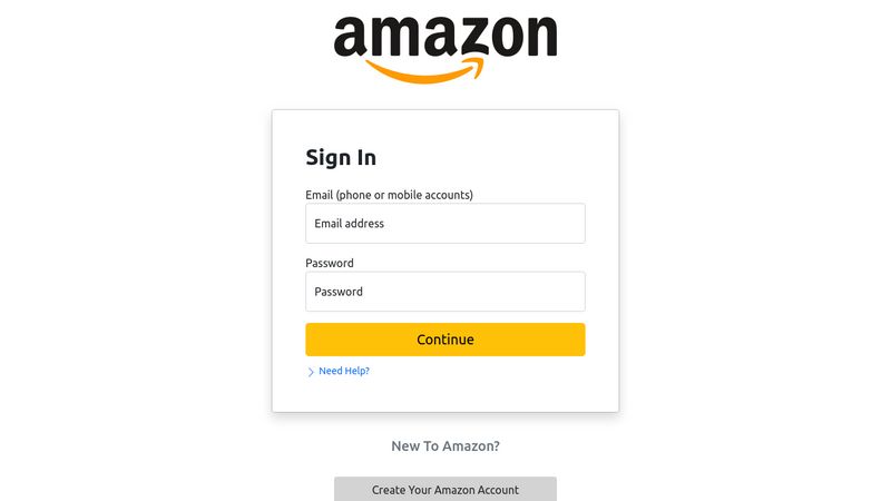 Amazon Login Page Mockup