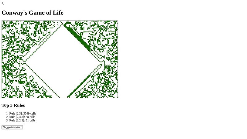 Evo Cellular Automata+ lifetime+mutation toggle+drawing