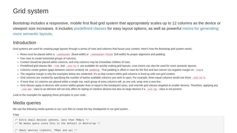 Bootstrap responsive grid system