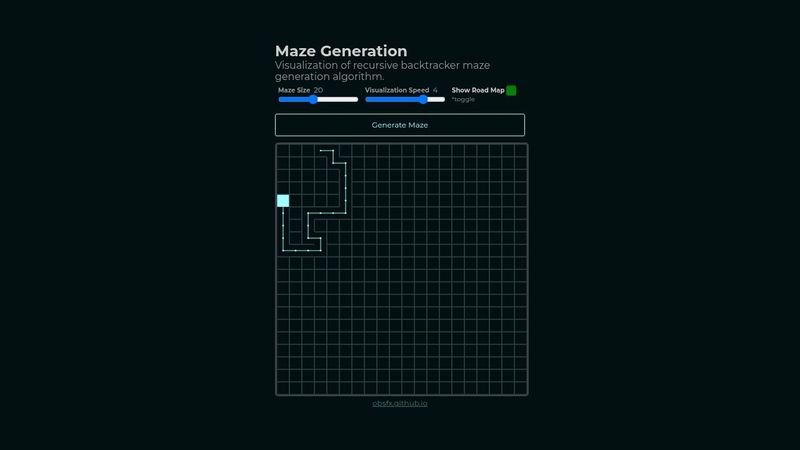 Visualization of recursive backtracker maze generation algorithm.