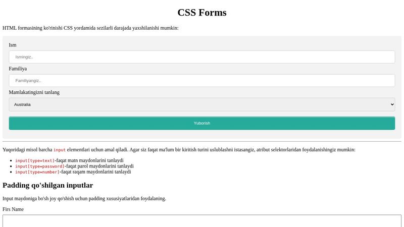 CSS Forms