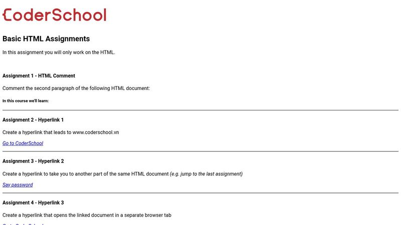 Basic HTML Assignments