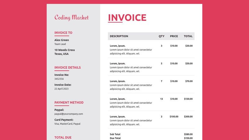 Invoice Template UI Design 2