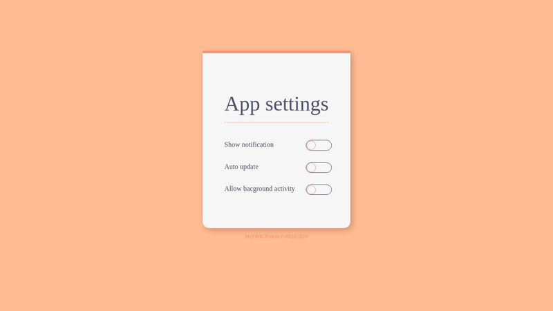 pure CSS setting page with simple toggle