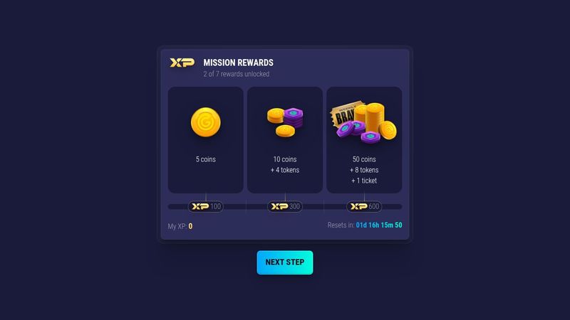 Mission rewards progress CSS animation