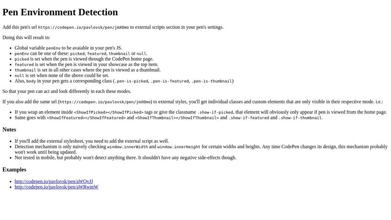 Pen Environment Detection