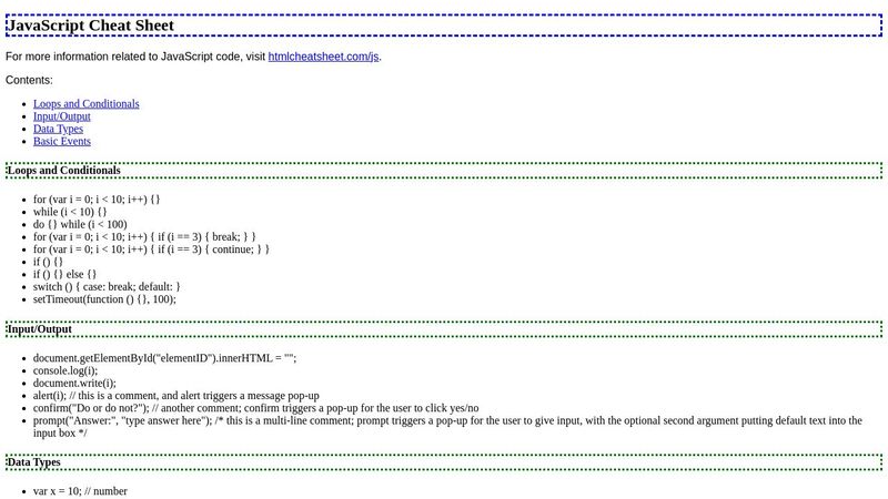 JavaScript Cheat Sheet