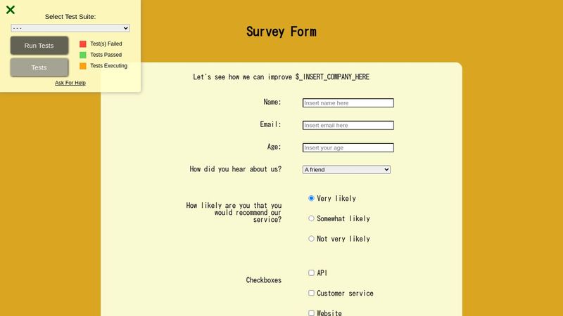 Free Code Camp: Survey Form