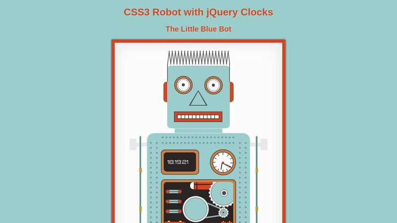 Pure CSS3 Robot with JS clocks