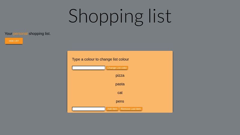 Javascript Shopping List
