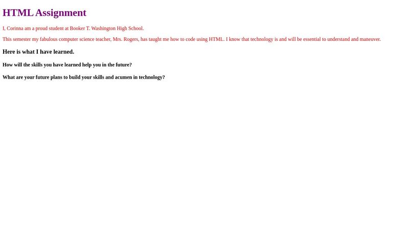 HTML Assignment