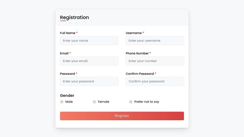 Registration Form using HTML CSS only